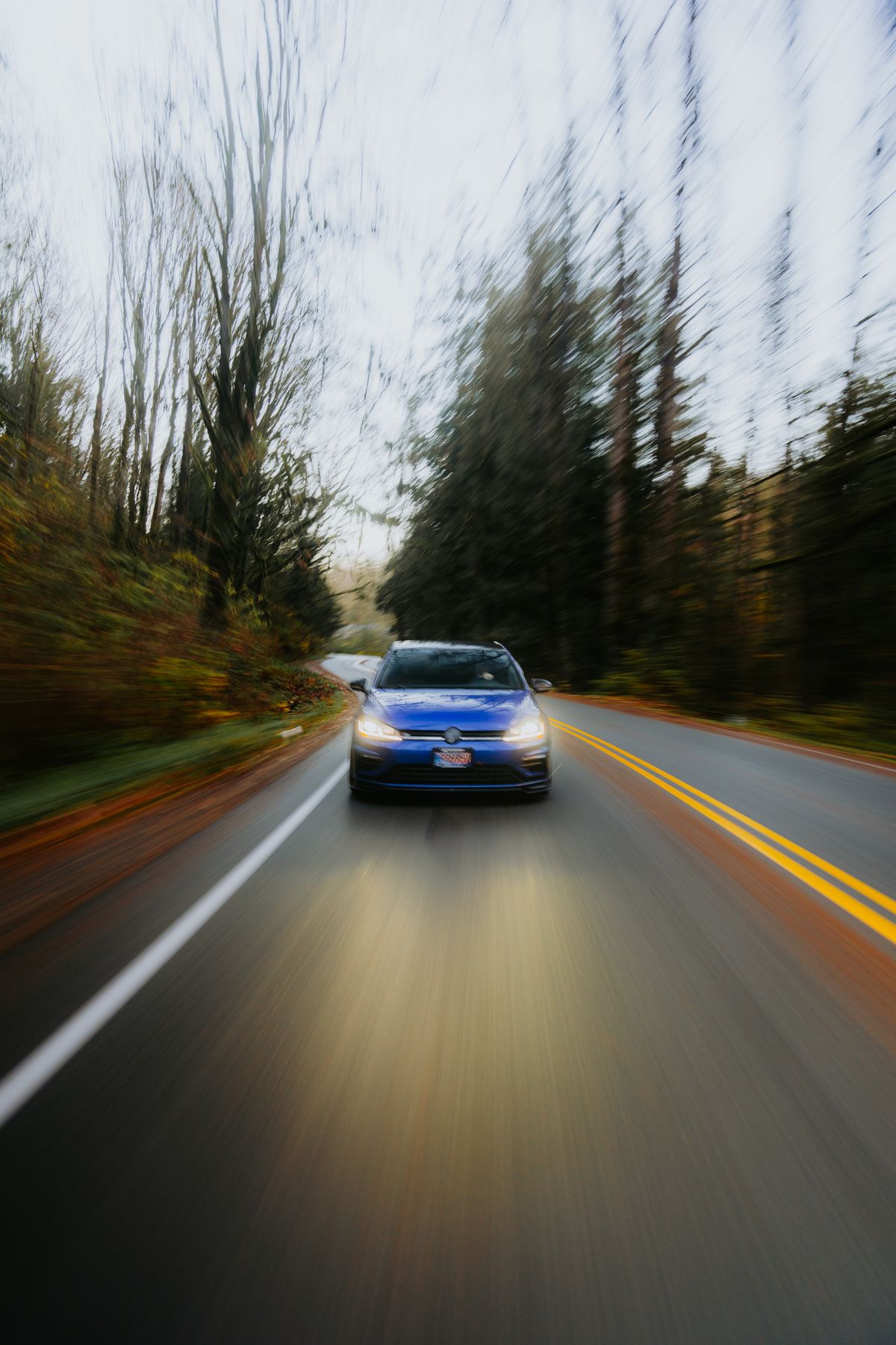 Car driving on a Connecticut road