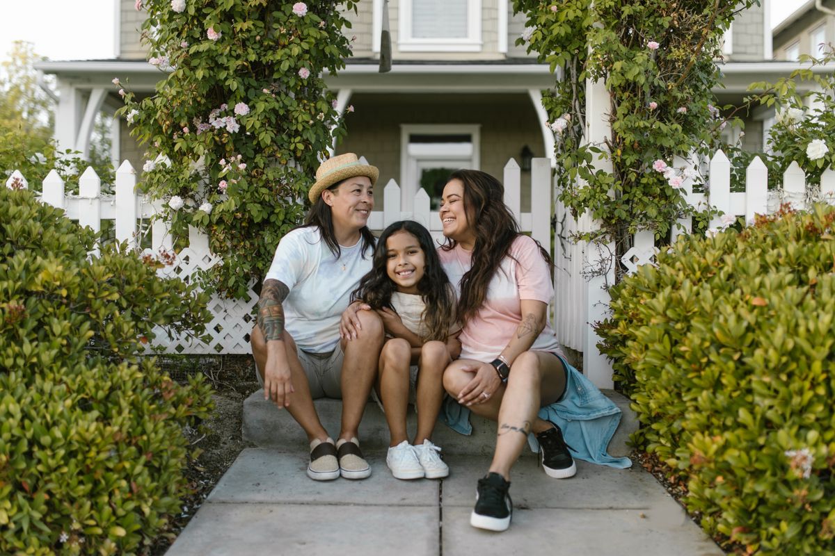 Family in front of their Connecticut home